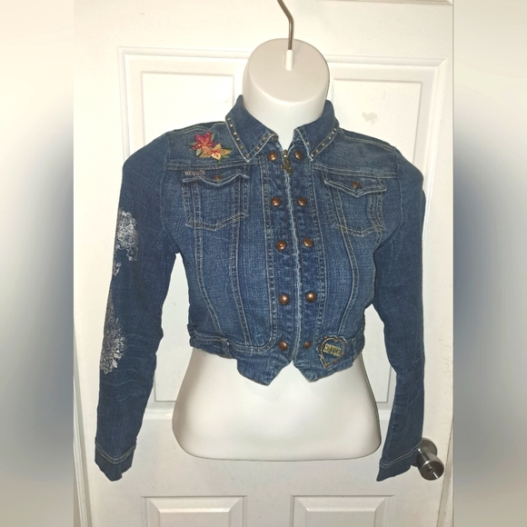 Y2K Enyce Cropped Denim Jacket Sz XL - Picture 1 of 13